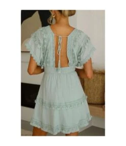 Deep V Neck Backless Lace Fringed Pleated Sexy Lace Up Wholesale Dresses SD220048 -DivaLook Shop dac9d64c c44c 4c47 be28 09ffae271b7c CB97A94EE635580364314C6B41766AEC