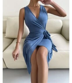 Sexy Deep V-Neck Slit Dress Sleeveless Solid Color Lace-Up Midi Wholesale Dresses SDN560619 -DivaLook Shop dd007a6b 2b23 4850 8d49 74692ffd43ec 0e3a3f9afcba5841166e41bb6f6cd542