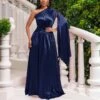 Temperament One-Shoulder Slant Neck Waist-Pressing Pleated Long Dress Wholesale Dresses N5923080800093 -DivaLook Shop e019aea9003546bf879cb05e00f8d811 6