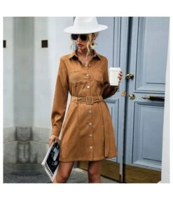 Corduroy Lapel Shirt Dress With Belt Long Sleeve Single-Breasted Midi Wholesale Dresses SDN561442 -DivaLook Shop e274a8b6 fe01 4a0d a67a d45fe464a3f4 8bcfe406e3c04ae2802f0b0172f0850c