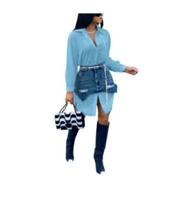 Fashion Denim Skirt Combination Long Sleeve Shirt Dress Wholesale Dresses V5923051300008 -DivaLook Shop e397d2c518684b03a33ab00500a36df9 5