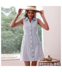 Women Fashion Turn Down Collar V Neck Button Cotton Linen Wholesale Tank Dresses SD168353 -DivaLook Shop e3e8cbd5 745a 481c 84c6 b16ee50d406d 7FAB2439DEE26A35B060B5A39C50D65F