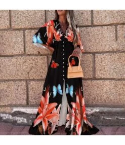 Casual V-Neck Print Maxi Dress Single-Breasted Long Sleeve Resort High Slit Wholesale Dresses SDN560693 -DivaLook Shop e52046a8 aef5 4258 94c8 29833b7f049f 2b15ea5a77a07ce49c6dcc0fb73adee4