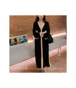 Contrast Color Knitted Niche Long-Sleeved Splicing Dress Wholesale Dresses N4623051900085