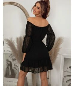 Sexy Off Shoulder Flocking Mini Dress Solid Color Long Sleeve Lace Up Flowy Wholesale Dresses SDN560434 -DivaLook Shop e9f9ffcd 21f8 42d1 b36f 3ae5fbb551cc 60c922c8230fa7f2186c39d207e71188