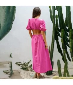 Sexy Hollow Out Asymmetric Puff Sleeve Solid Color Midi Wholesale Dresses SDN560944 -DivaLook Shop ea1d0e19 4f92 4a55 9ca0 1565467d8e6a a4c6d3363ac37d2afdee578debfedd1f