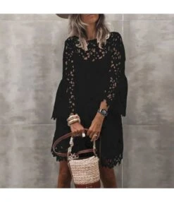 Solid Color Round Neck Flare Sleeve Lace Dress Wholesale Dresses SDN534661 -DivaLook Shop eb00a610 5e48 446b 8931 cf9298246e56 dfbe91efa919d8f9c5e5e262195b3ec9