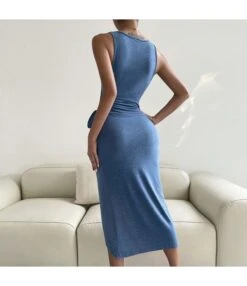 Sexy Deep V-Neck Slit Dress Sleeveless Solid Color Lace-Up Midi Wholesale Dresses SDN560619 -DivaLook Shop eb5289fd 9f1d 40ea bf95 01f1949078e1 f80dc0b5d01d551887ee50fe68683f68