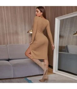Vintage Square Neck Low Cut Side Slit Long Sleeve Skinny Dress Wholesale Dresses SDV464528 -DivaLook Shop ee688980 7455 4769 a26e e2e941fd1f07 3f9b545a9ae38d61f9d9c23a5f8753db