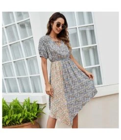 Fashion Women Floral Print Short Sleeve V Neck Irregular Wholesale Swing Dresses SD167375 -DivaLook Shop ef0cd10e 3f14 491e 8d53 7cefacc02294 66efe2d10437e97f8c35825609f363a3