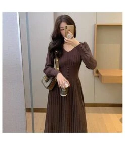 V Neck Solid Color Button Design Wholesale Jersey Dresses Mid Length Sweater Dress Elegant SD184225 -DivaLook Shop efb3da3b b918 45ed 93c9 1f1f67dfeb9a 21B56AF46C73517A315CEEE1F4BF7006