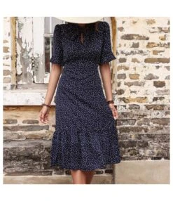Women Polka Dot Print Puff Sleeve Tie Knot Wholesale Swing Dresses SDN580633 -DivaLook Shop efb512e5 cd67 4b44 b716 5d4c15bd5c7e 9f3ee7bbf9e8dada36b7c3dfe15acf94