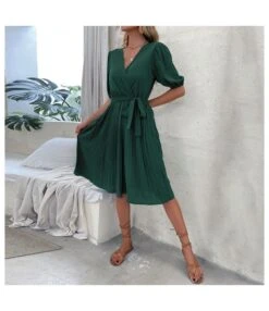 Tie-Up V Neck Green Pleated Dress Wholesale Dresse SDN538885 -DivaLook Shop f08e5f88 4569 4714 866e cdc50d6f1f37 40a9f0e80f32659677e3d38af5b7e3fc