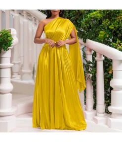 Temperament One-Shoulder Slant Neck Waist-Pressing Pleated Long Dress Wholesale Dresses N5923080800093 -DivaLook Shop f0a3ff4fbee0493dada4b05e00f8ff7c 6