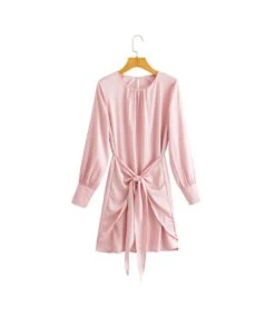 Solid Color Ruched Knot Neck Long Sleeve Fashion A-Line Satin Dress Wholesale Shirt Dresses SDN532595 -DivaLook Shop f17b0b2e 57aa 401f 99cf 7ba8a937e518 5a4a7c563c5e8cca137f8c7a04659ad6