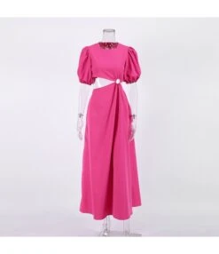 Sexy Hollow Out Asymmetric Puff Sleeve Solid Color Midi Wholesale Dresses SDN560944 -DivaLook Shop f77a74de a384 42d1 bed1 ca993bee56b0 8acfe49705b473c0291a906044a46215