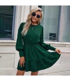 Women Puff Sleeve Plain Color Elastic Waist Wholesale Swing Dresses SDN580801 -DivaLook Shop f95cfc7a 8658 47b6 a8a9 5816c1f60813 44baf44b3ccd67b9ea3c86541d1eb5aa