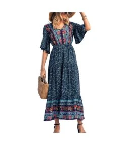 Boho Style Print V Neck Flare Sleeve Elastic Waist Maxi Dresses Wholesale Bohemian Dress For Women SDN532330 -DivaLook Shop fbf8597d 98f5 4d48 9981 7371bb8235b9 486a8bb1a90fda9bbc4be5b786cda932