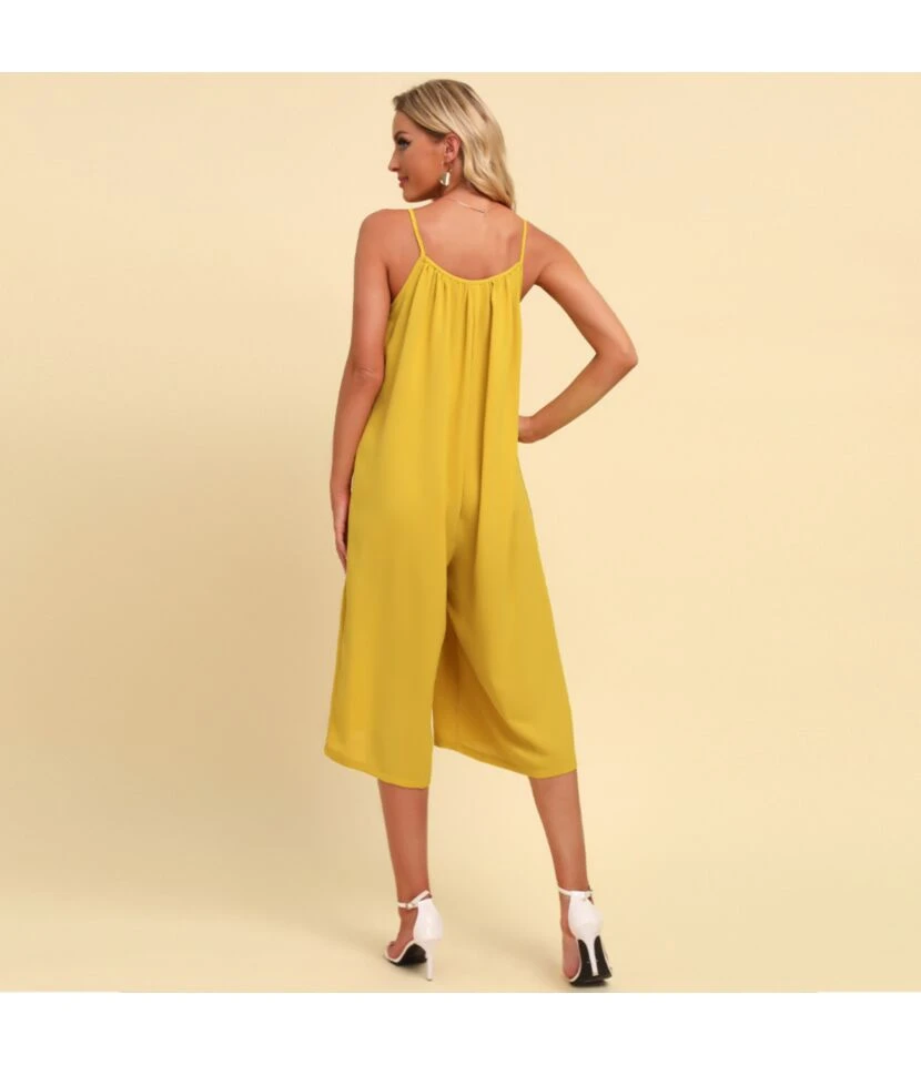 Women Spaghetti Strap Sleeveless Plain Color Wide Leg Wholesale Jumpsuits SJN580508 8 Women Spaghetti Strap Sleeveless Plain Color Wide Leg Wholesale Jumpsuits SJN580508 - Image 6