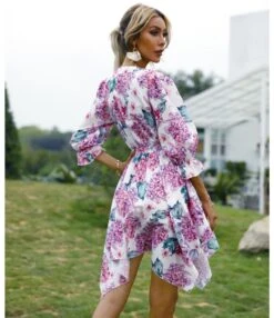 Floral Printed V Neck Tie-Up Waist Half Sleeve Irregular Hem Dress Casual Wholesale Dresses SDN532791 -DivaLook Shop fe9b2895 a923 45f8 a190 f31f8181a8b4 c6e20525597525993f8e7727fdee6047