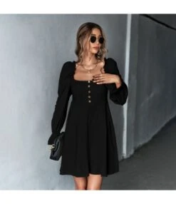 Casual Square Neck Bubble Long Sleeve A-Line Mini Dress Wholesale Dresses SDN562884 -DivaLook Shop fef21402 ff52 43b8 bdcd 3458d49a1d42 133fc415af048527d9af7c15834da102