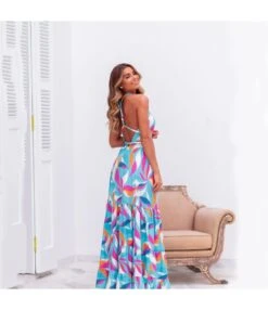Printed Sling V Neck Backless Lace-Up Waist Smocked Dress Vacation Wholesale Maxi Dresses SDN533514 -DivaLook Shop ff4de696 a46e 43b5 aeeb be4eb0fe2520 378e5d8af87f561630a3cf065557a770
