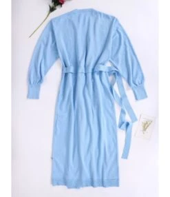 Side Tie Split Plain Knitting Dress -DivaLook Shop img 3900