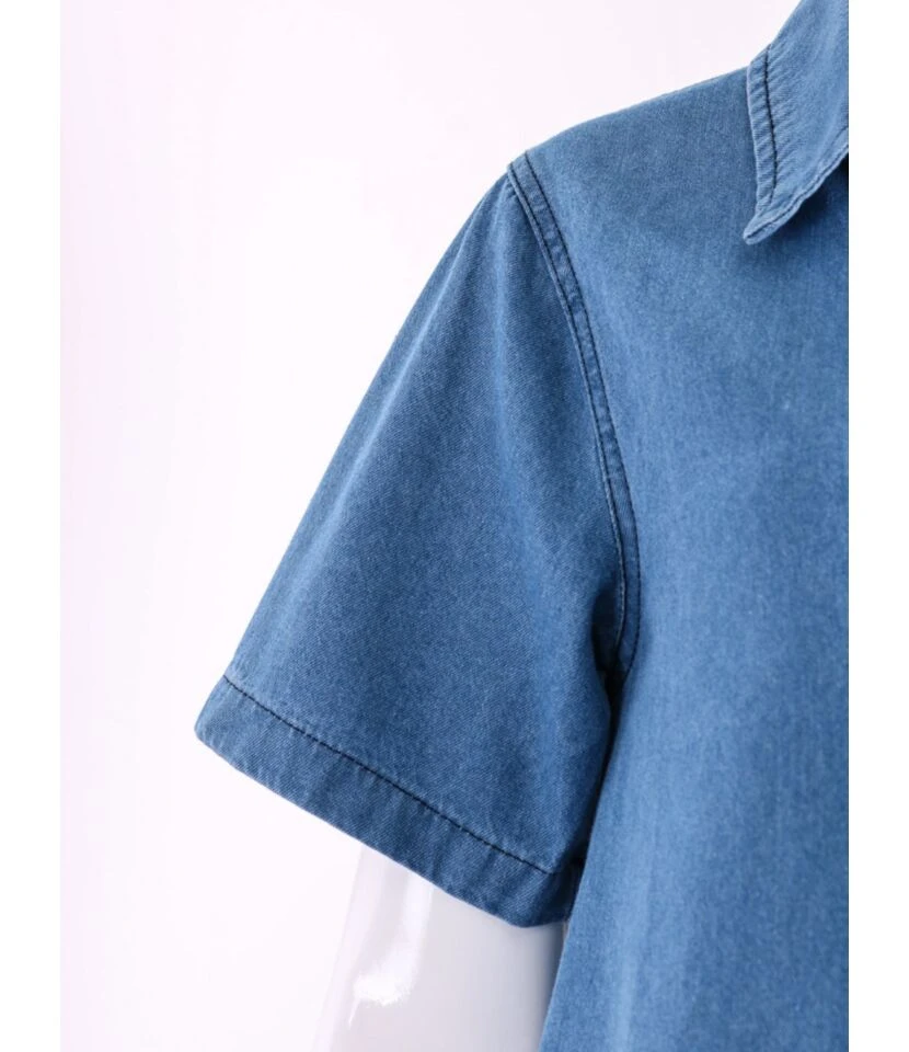 Lapel Neck Single Breasted Pocket Detail Denim T Shirt Dress Wholesale 210528617 10 Lapel Neck Single Breasted Pocket Detail Denim T Shirt Dress Wholesale 210528617 - Image 8