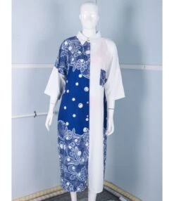 Stitching Print With Floral Shirt Cardigan Sunscreen Long Short-Sleeved Dress In 2 Way SD150031 -DivaLook Shop sd150031 1